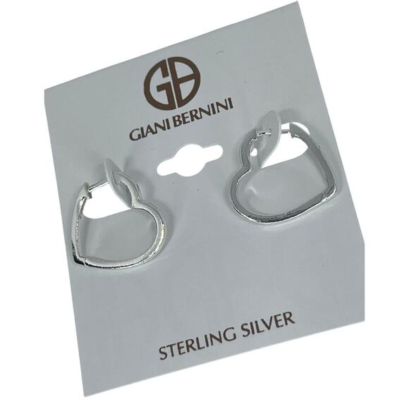 Sterling Silver Heart Hoop Earrings Chic Trendy Fashion Stylish Minimal NWT - Picture 7 of 12